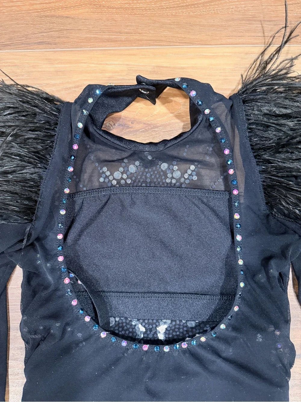 Black Feather & Crystal Kids Dance Leotard